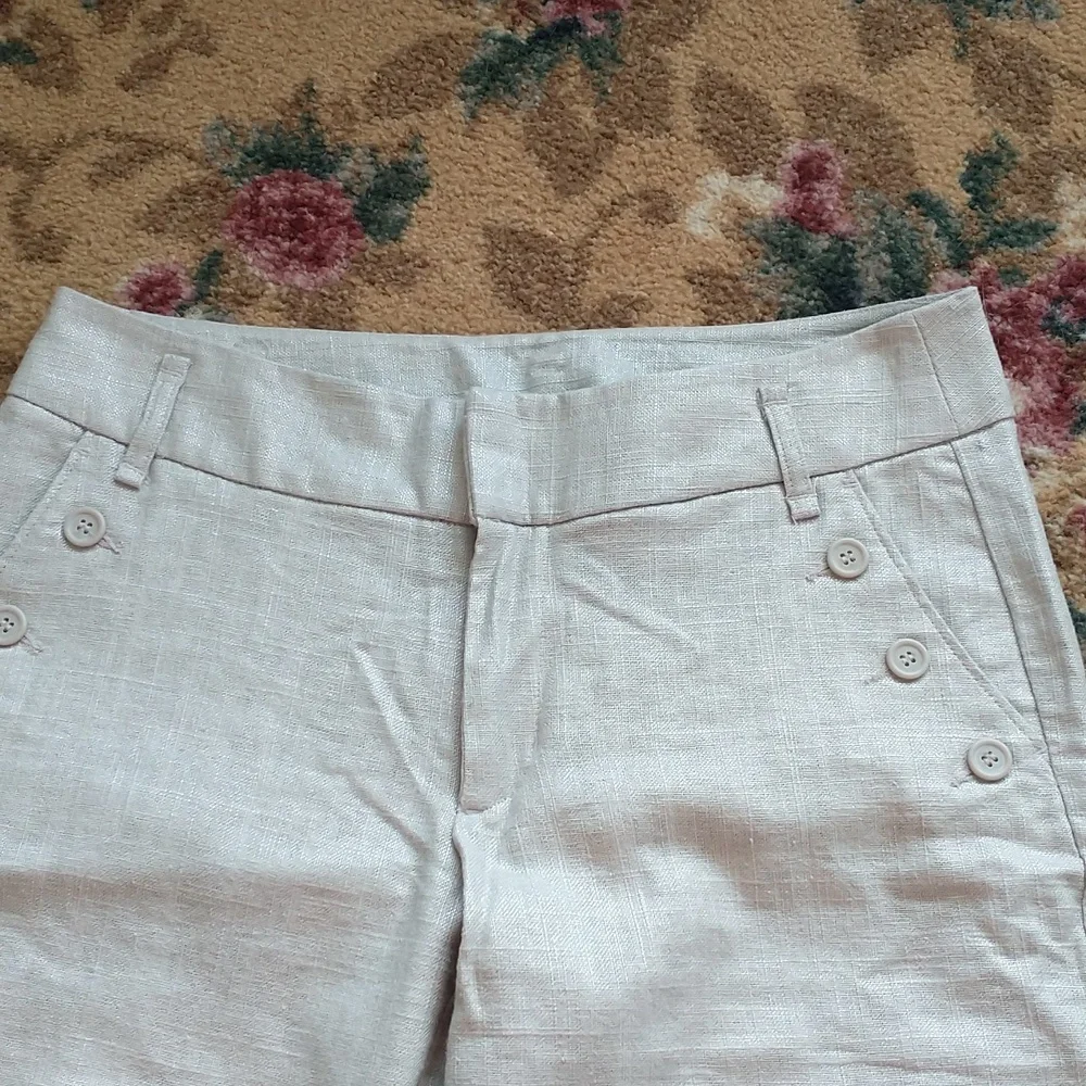 Cynthia Rowley linen blend ankle cropped pants trousers stone tan size 4 - Picture 2 of 5